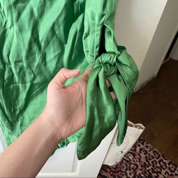 Cult Gaia Dress Dehlila Satin Silky Slinky Backless Adjustable Tie Fern L NWT - Picture 7 of 10